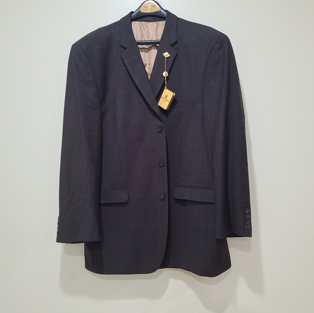 Stacy Adams Gold 2-Piece Men’s Suit With SA Engraved Gold Lapel Pin Size 46R/40R - Picture 13 of 15